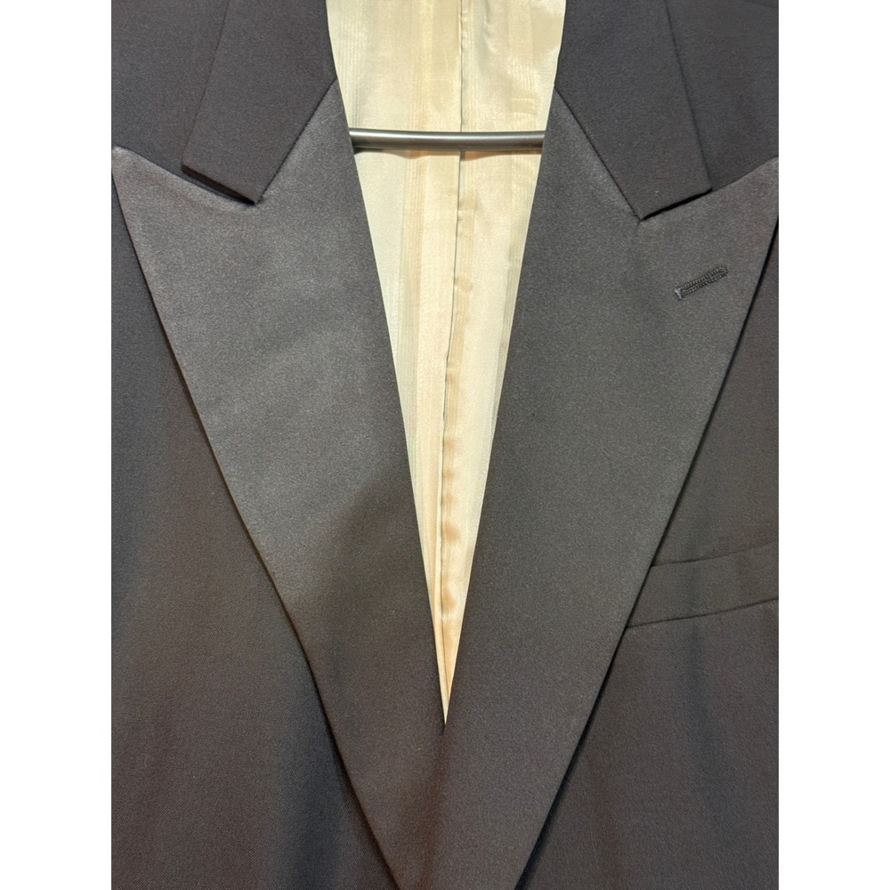 Chaps Ralph Lauren Mens Black Tuxedo Jacket Satin Peak Lapel Blazer 43L USA Made - Picture 6 of 11